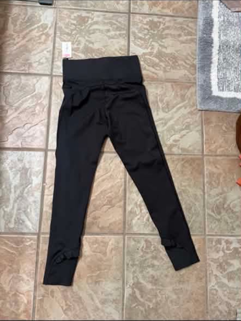 Black Pull-On Leggings with Waistband and Ankle Bows